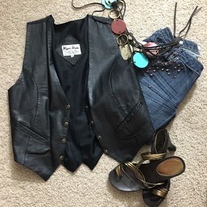 Mona Mode Genuine Leather Vest Size M